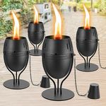 FAN-Torches 4 Pack Metal Table Top Torches, 20 oz Citronella Torches for Outside, Refillable Flame Light Torch, Decorative Tabletop Lantern for Yard, Patio, Deck, Garden, Party, Landscape