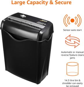 Amazon Basics 6-Sheet Paper Shredder – Black