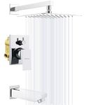 Specule Brass, Concealed Body High Flow Diverter Full set With SS-304 Grade 8-Inch Overhead Shower and Bath Tub Spout (Chrome) (Cubix)