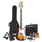 MAX Gigkit Electric Beginner Bass Guitar Pack in Sunburst Finish – Ideal Learner Bass Guitar Starter Pack with 15W Amplifier, Accessories, & 6 Months Lessons – Perfect for Beginners