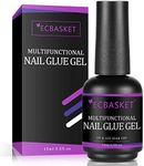 Nail Glue for Acrylic Nails, Brush on Nail Glue 15ML, 3 in 1 Acrylic Nail Glue, Multifunctional Nail Gel Glue, Curing Needed Nail Glue for Press On Nails, Base Coat, Slip Solution for Poly Nail Gel