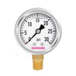 GOATACURA 0-30psi Glycerin Filled Pressure Gauge, 2" Dial Size, 304 Stainless Steel Case, 1/4" NPT Lower Mount, with High Accuracy, for Measuring Water Air Hydraulic Pressure