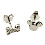Fourseven Jewellery 925 Sterling Silver Earrings | Mickey Loves Minnie Stud Earrings for Women