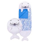 Happy Nappers Kids Sleeping Bag - White Seal - Plush Toy, Comfy Sleeping Bag & Fluffy Pillow All in One - Lovely Great for Playtime, Naptime, Sleepovers & Travelling - Ages 3 to 6