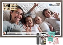 BSIMB 32 Inch Large Digital Picture Frame(Non-Touch Screen), 64GB 1920x1080 FHD WiFi Extra Large Electronic Photo Frame, Remote Control, Share Picture/Video via App Easy Setup Gifts for Mom, Dark Wood
