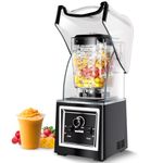 Wantjoin Professional Blender for Smoothies and Shakes - Commercial Heavy Futy Soundproof Silent Blender Mixer for Crushing Ice, Purees, Juices, Fruits, Baby Food - 2000W Power - Black (Industrial Licuadora for Kitchen & Bar&Restaurant)Canadian Version