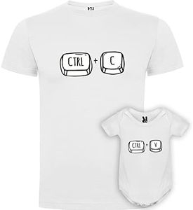 QCM PRODUTOS PERSONALIZADOS Camiseta Papá y bebé | Regalo Divertido | Especial día del Padre | 100% algodón (Copiar y Pegar)