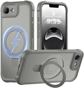 MOCCA Design for iPhone 16e Case with Magnetic Invisible Stand [Full Camera Protection] [Compatible with Magsafe] Military Drop Shockproof Translucent Matte Phone Case Cover 6.1",Titanium Gray