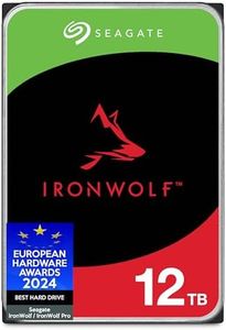 Seagate IronWolf, 12TB, NAS, Internal Hard Drive, CMR, 3.5 Inch, SATA, 6GB/s, 7200 RPM, 256MB Cache, for RAID Network Attached Storage, 3 Year Rescue Services, FFP (ST12000VNZ008)