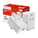 Mercursys MP300P KIT AV600 Powerline Adapter Starter KIT, Powerline Network Adapters with Extra Power Scoket,TP-Link Power Saving Powerline Network Adapters with Ethernet Port, Plug and Play