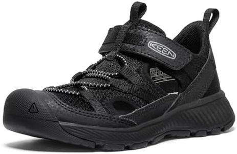 KEEN Motozoa Breathable Comfortable Easy On Quick Dry Athletic Sandals, Black/Alloy, 11 US Unisex Little Kid