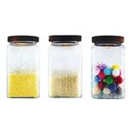 Livejun 34 OZ Square Glass Jar Vintage Decorative with Lid Set of 3 Square Wide Mouth Glass Jars Candy Jar for Kitchen Food Storage Jars with Lid Coffee Tea Nuts Sugar