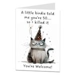 50th Birthday Card For Men And Women Funny Birdie Design Perfect For Husband Wife Brother Sister & Uncle