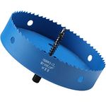 6-1/2 Inch Hole Saw, 165 mm HSS Bi-Metal Hole Cutter with Hex Shank Drill Bit Adapter for Wood Plastic Drywall Fiberboard and Soft Metal Sheet, Blue