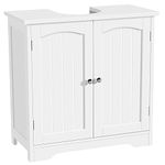 Yaheetech Under Sink Bathroom Cabinet, Floor Standing Storage Cupboard Basin Unit with 2 Doors Pedestal Under Sink Design, 60 x 30 x 60 cm, White