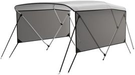 GarveeLife 3 Bow Boat Bimini Top with 2 Removable Side Curtains, Durable Marine-Grade Canvas, 2 Straps, 2 Rear Support Poles, Zippered Storage Boot for Optimal Sun Protection and Comfort