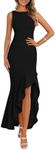 PRETTYGARDEN Women's Summer Bodycon Maxi Dress 2025 Sleeveless Ruffle Mermaid Cocktail Wedding Guest Formal Long Dresses(Black,Small)