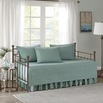 Comfort Spaces Daybed Cover - Luxe Double Sided-Quilting, All Season Cozy Bedding with Bedskirt, Matching Shams, Kienna Seafoam 75"x39" 5 Piece