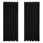 Deconovo Blackout Curtains 90 x 90 Inch Thermal Insulated Eyelet Curtains Bedroom Blackout Curtains for Kids Black 2 Panels