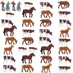 Farm Animals Figure Toys Set,AN8706 36PCS 1:87 Well Painted Farm Animals Cows Horses Figures for HO Scale Model Train Scenery Layout Miniature Landscape NEW