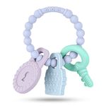 Vicloon Baby Teething Toys, Silicone Teether Toy, Baby Teether Toys Teether Chew Toy, BPA-Free Baby Teether Baby Chew Soothing Infant Teething Ring for Babies Boys Girls Shower Gifts (Purple)