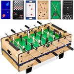 Best Choice Products 11-in-1 Kids Combo Game Table Set w/Ping Pong, Foosball, Air Hockey, Shuffleboard, Bowling, 5 Accessory Bags - Light Wood