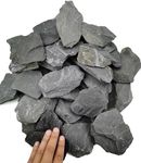 Voulosimi Natural Slate Rocks PH Neutral Stone Perfect Rocks for Aquariums, Landscaping Model,Tank Decoration,Amphibian Enclosures (Black Slate Rocks, 3.5 LB（3-5in）)