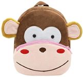 HappyChild Cute Kids School Bag Plush Animal Cartoon Travel Bag for Baby Girl And Boy 1-5 Years (MONKEY)