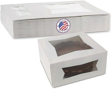 MT Products White Paperboard Pastry, Bakery Box - Keep Donuts, Cookies, Muffins Safe - Unique Auto Popup Feature And Clear Window For Visibility Size 10" Length X 10" Width X 5" Height (100 Pieces)