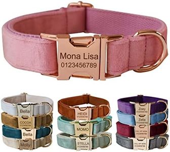 Personalised Dog Collar With Metal Buckle, Customized Pet Collars with Name Phone Number Address Engraved, Velvet Style A