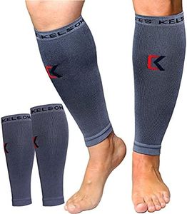 (2 Pair) Calves Kelson Calf Compression Sleeves Ideal for Shin Splints, Running, Sports for Men/Women - Shin Splint and Calf Support Brace-Compression Calf Guards - Leg Sleeves for Torn Muscle Cramps