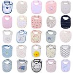 Little Peaches Cotton Bibs for Baby 6 to 12 Months, Baby Bibs for New Born, Bibs for Baby Boy, Bibs for Baby Girl, Feather Soft, Snap Closure, Pack of ANY 9