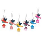 Artvibes Multicolored Flying Birds Wooden Wall Hanging for Home Decoration | Garden Balcony | Office | Cafe | Decorative Door Hanging | Festive Decor Art Items (WH_9122N), Pack of 6