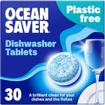 OceanSaver Eco-Friendly Dishwasher Tablets - Pack of 30 | Non-Toxic & Plastic-Free Dish Washing Tablets for Sustainable Cleaning | All in One Plant-Based Dishwasher Salt & Rinse Aid for Tough Stains