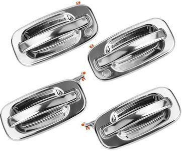 wuangki Exterior Door Handle Set | All Chrome Front & Rear Left & Right Side | Compatible with 1999-2007 Chevy Avalanche Silverado Suburban Tahoe, GMC Sierra Yukon, Escalade | OE #15034985, 15721571
