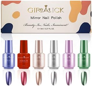 Gireatick 6 colors Metallic Nail Polish, Magic Semi-Mirror Effect Long Lasting Nail Varnish 6pcs