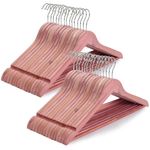 TOPIA HANGER American Red Cedar Wooden Hangers (30 Pack) Clothes Hangers for Closet, Wood Suit Hangers with Smooth Cut Notches, 360°Flexible Hook, Non-Slip Pants Bar(Natural)-CT07C30