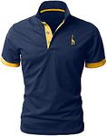 LIUPMWE Mens Polo Shirts Short Sleeve Giraffe Embroidery Golf T-Shirt S-2XL,Navy,XL