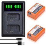 Pickle Power NP-FW50 Battery and LED Display Charger for Sony A6500 A6400 A6300 A6000 A5000, A7 A7II A7RII A7SII A7S A7S2 A7R A7R2, RX10,NEX-3/5/7 Series Cameras