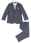 Luca Gabriel Toddler Boys' 5 Piece Grey Pinstripe Suit Handkerchief Set - 2t