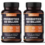 Boldfit Probiotics Gut Health Supplement 50 Billion CFU For Men & Women with 20 Strains & Prebiotics - Supports Digestion, Immunity Support, Detox & Cleanse - 60 Veg Capsules Pack of 2 (120 Tab),White