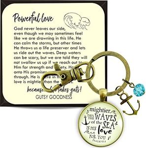 Anchor Keychain Mightier Than Waves Bible Quote God's Love Jewelry