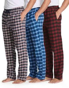 Real Essentials 3 Pack Mens Big & Tall King Size Pajama Pants Cotton Soft Pajamas Men Flannel Bottoms Fleece Buffalo Plaid Pj Lounge Pants Sleepwear Pijamas Hombres Woven - Set 9, 4X