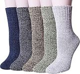 Sunny Socks Premium Wool Blend 5 Pairs Men's Thermal Socks – Comfortable Heated Winter Warm Thick Boot Socks for Men | Cosy Comfy Knit Soft Crew Work Men's Sock | Breathable Insulated for Cold Weather