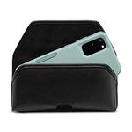 Turtleback Holster Made for Galaxy S20 w/OB Commuter, Executive Metal Belt Clip, Black Leather Pouch, Horizontal Made in USA