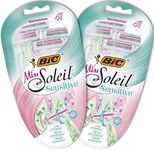 BIC Miss Soleil Sensitive Women's Razors, Bundle of 2 Packs of 4