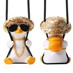 Cool Swinging Duck Car Hanging Ornament Cute Car Decor Rear View Mirror Accessories Interior for Women Men Teens Truck Rearview Christmas Decorations Things Funny Halloween Xmas Gifts for Dad Mom Boys