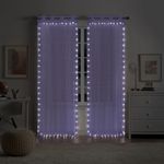 Eclipse Starlight Light Up Sheer Hookless Grommet Curtain, Curtain Lights with Remote Control, Bedroom Curtain, Room Divider or Outdoor Patio, 1 Panel, 63 in Long x 52 in Wide Curtain, Purple