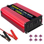 SUNWHEEL 1500 Watt Pure Sine Wave Power Inverter DC 12V to AC 110V 120V Peak Power 3000W Car Inverter with 2 AC Outlets LCD Display for Power Tools Home Vehicles RV Truck