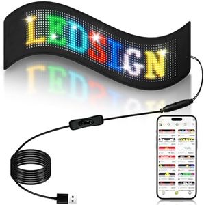 ILEDSHOW Huge Bright LED Sign, 15''x 4'' Pre-Made Animations & Text Programmable Led Car Sign, Open Sign, Scrolling Huge Bright Advertising Bluetooth APP Control LED Sign for Car| Store | Christmas